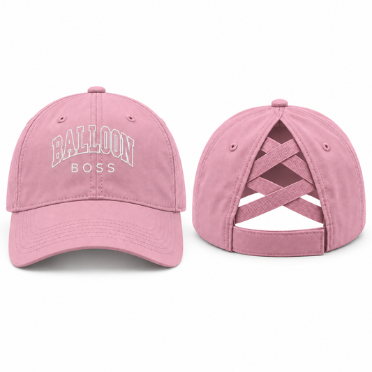 Balloon Boss College Font Outline Ponytail Cap