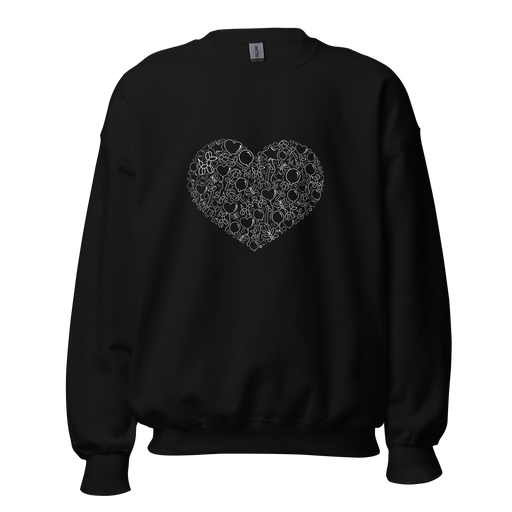 Balloon Confetti Heart (Black) Unisex Sweatshirt