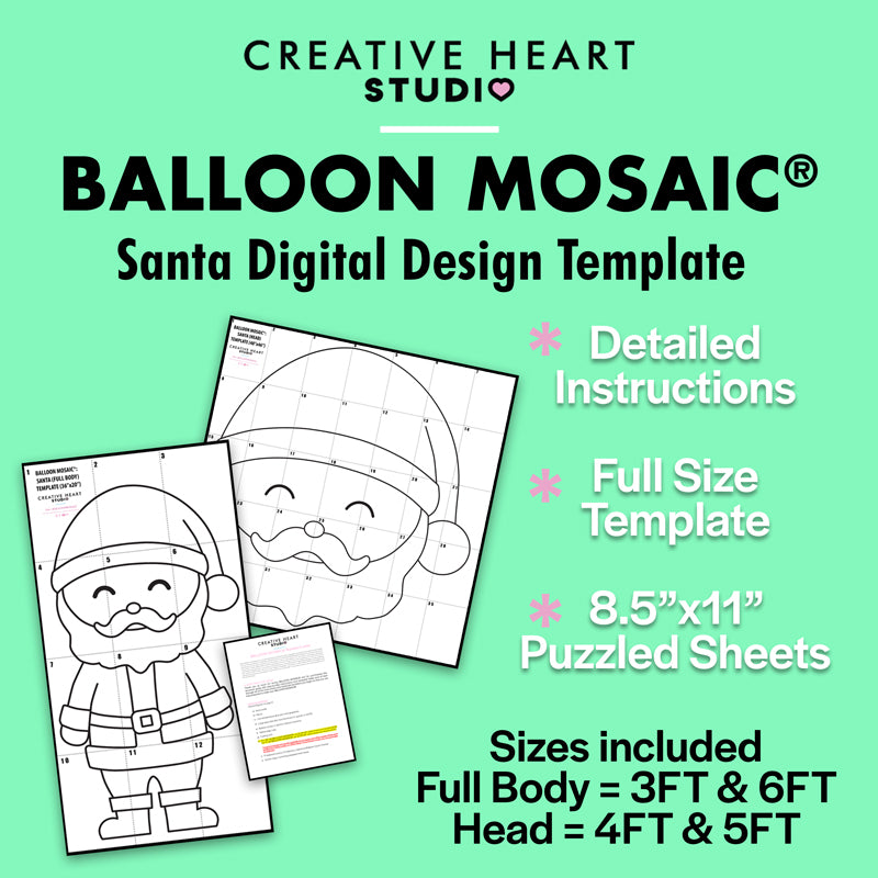 Santa BALLOON MOSAIC digital design template