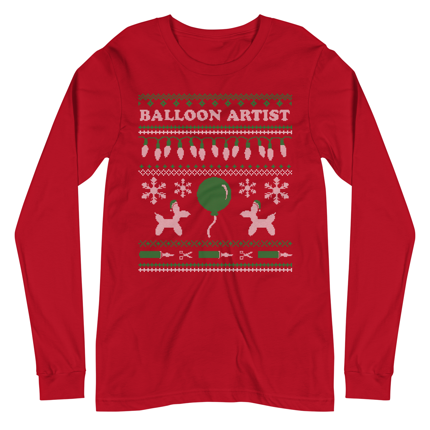 Balloon Artist Ugly Xmas Long Sleeve Tee (Red)