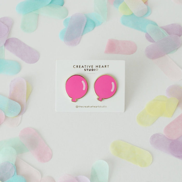 Balloon Shaped Earrings (Neon Pink)