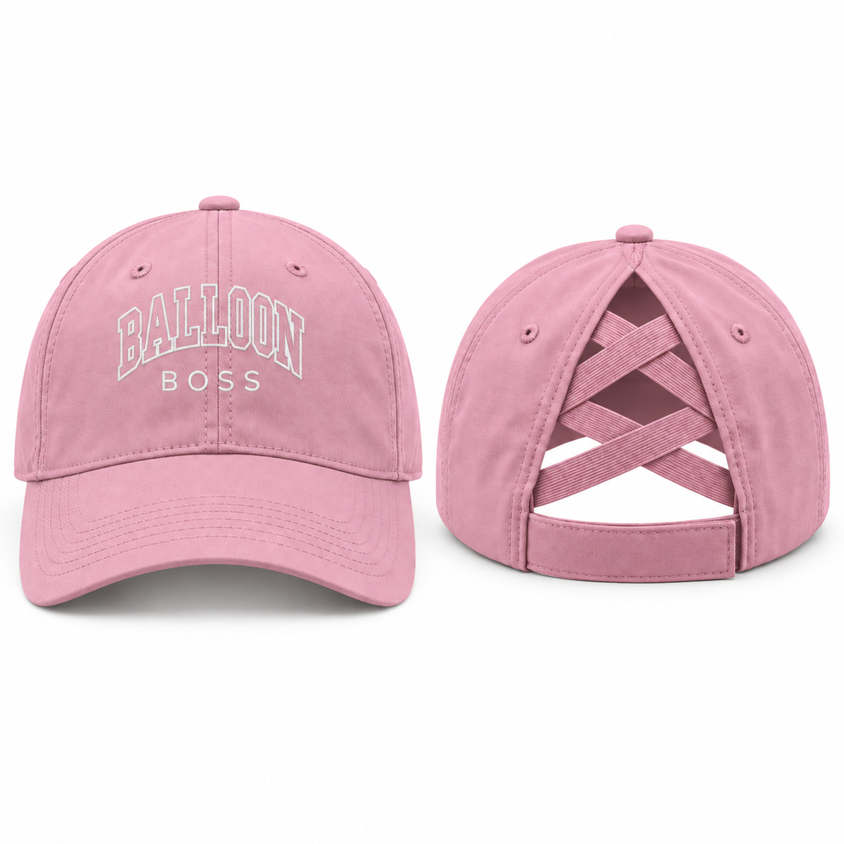 Balloon Boss College Font Outline Ponytail Cap