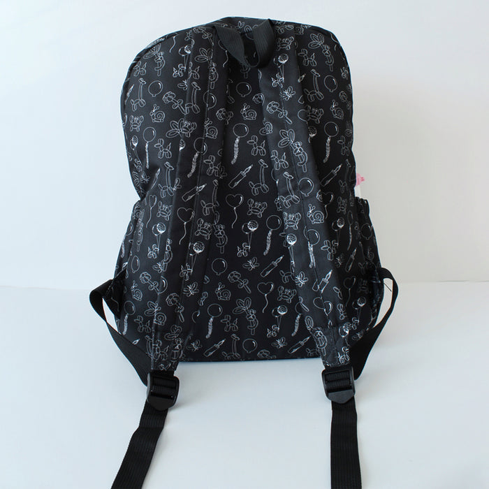 Backpack - Black & White Balloon Confetti Print (backside)