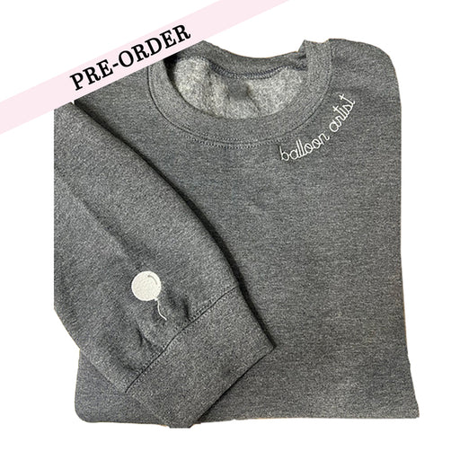 Balloon Artist Embroidered Collar & Sleeve Sweater (Grey) (Pre-Order)