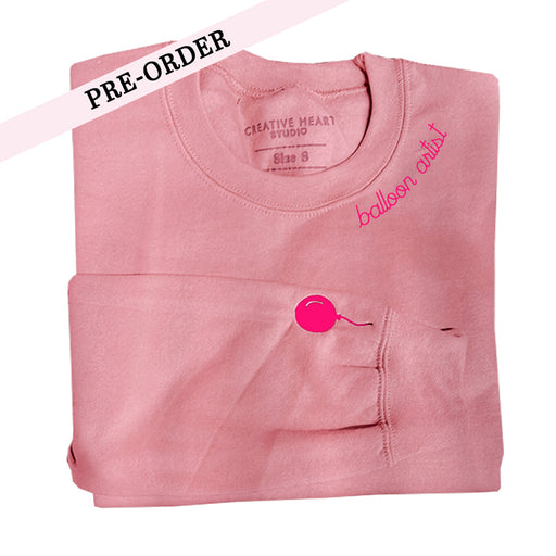 Balloon Artist Embroidered Collar & Sleeve Sweater (Pink)
