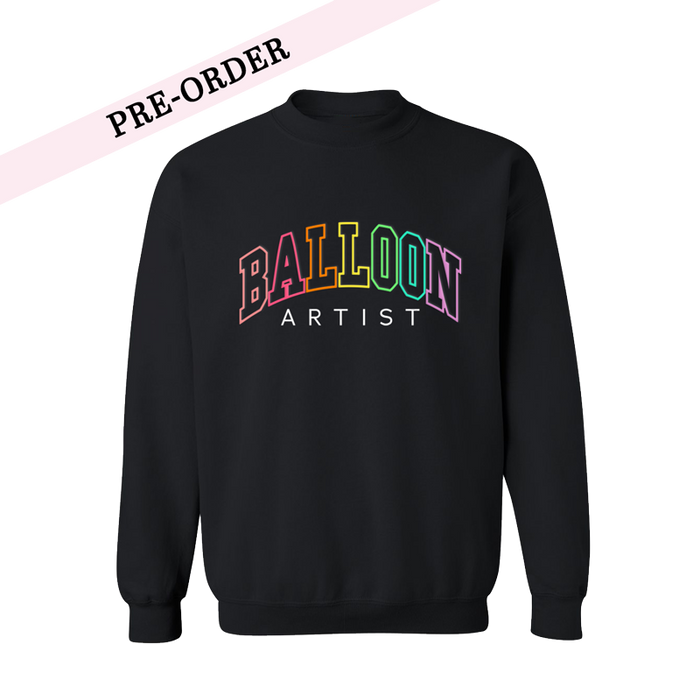 Balloon Artist Embroidered Rainbow Black Sweatshirt (Pre-Order)