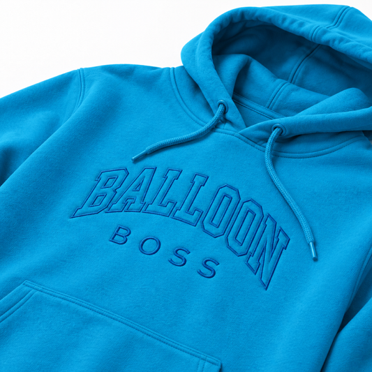 Balloon Boss College Font Tone-on-Tone Embroidered Hoodie