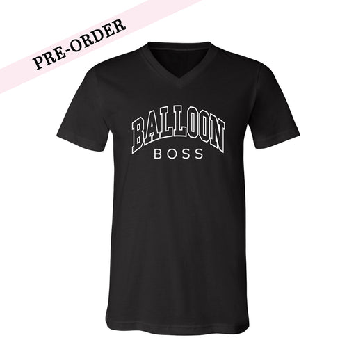 Balloon Boss Printed Black V-Neck T-Shirt