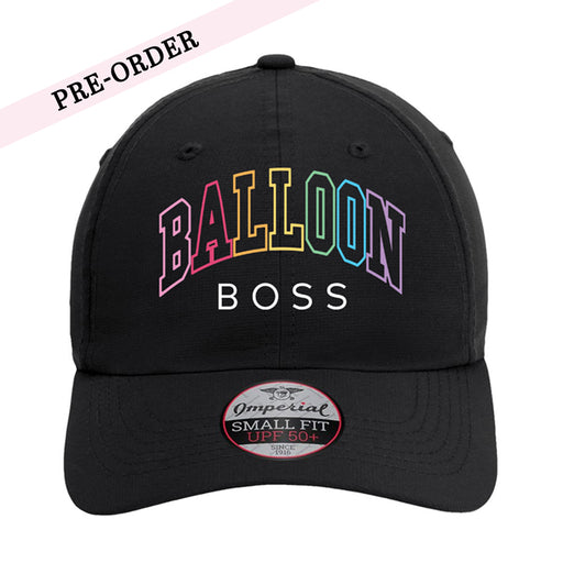 Balloon Boss Embroidered Rainbow Black Ponytail Adjustable Cap