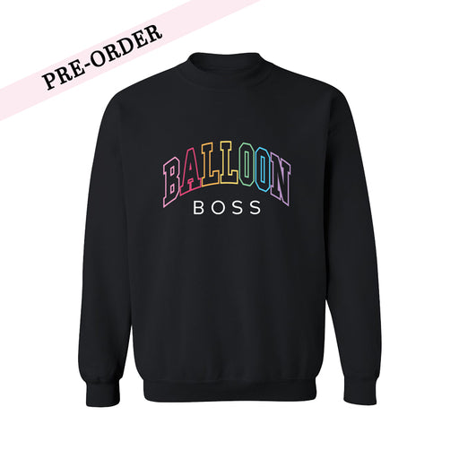 Balloon Boss Embroidered Rainbow Black Sweatshirt