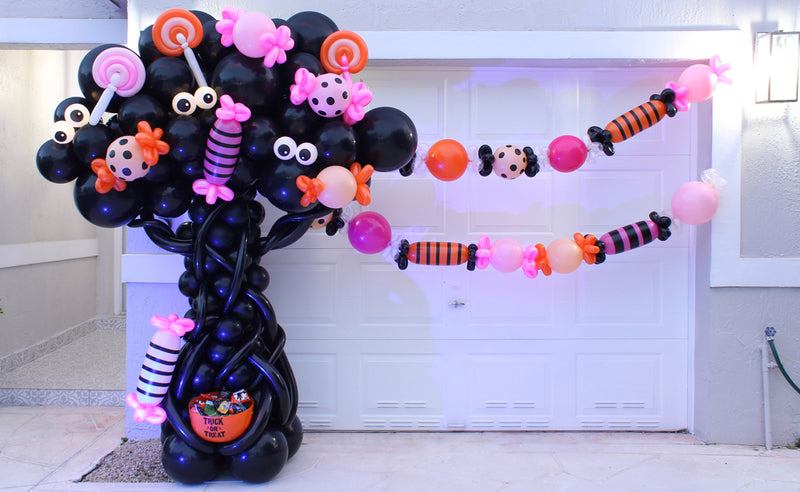 Balloon Trick-or-Tree & Candy Garland Tutorial for Halloween