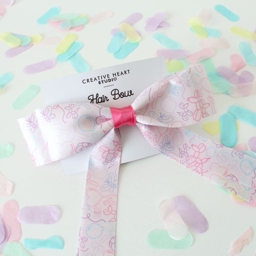 Hair bow with Balloon Confetti Print