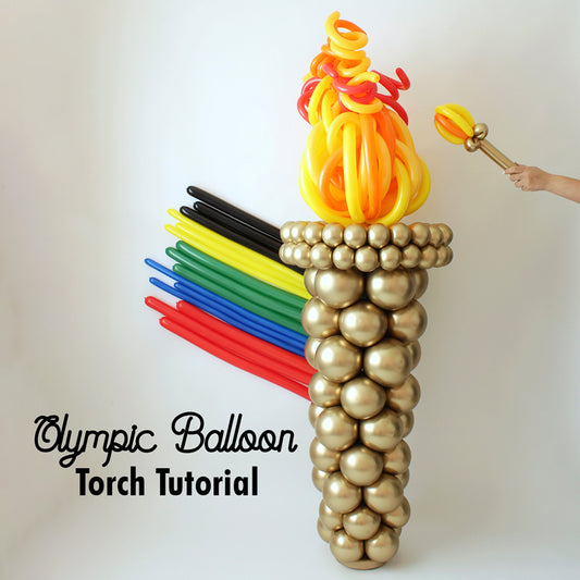 Learn how to make a stunning Olympic balloon torch with flames and colorful rings in this step-by-step tutorial. Perfect for sports-themed parties, Olympic week, school events, and summer celebrations. Includes instructions for both large torch decor and a mini handheld version. Great for balloon decorators and event planners.