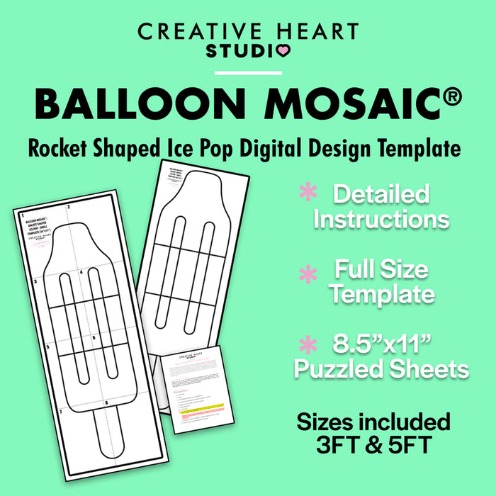 Rocket Shaped Ice Pop BALLOON MOSAIC digital design template