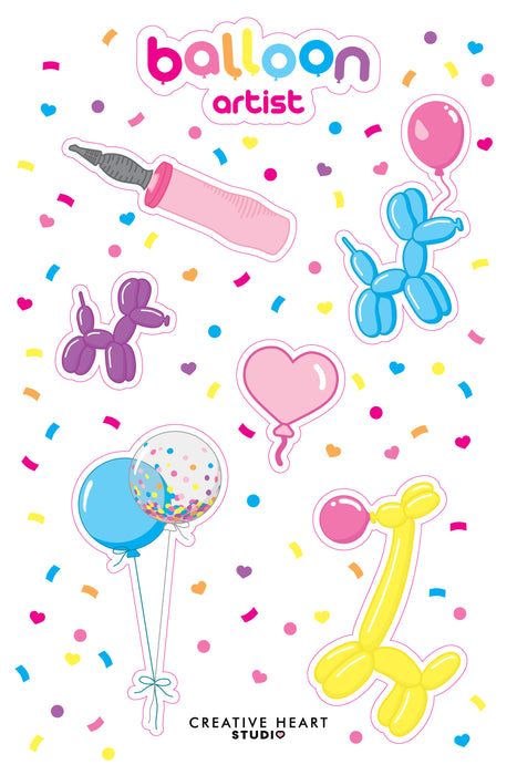 Balloon Artist Sticker Sheet with 7 stickers