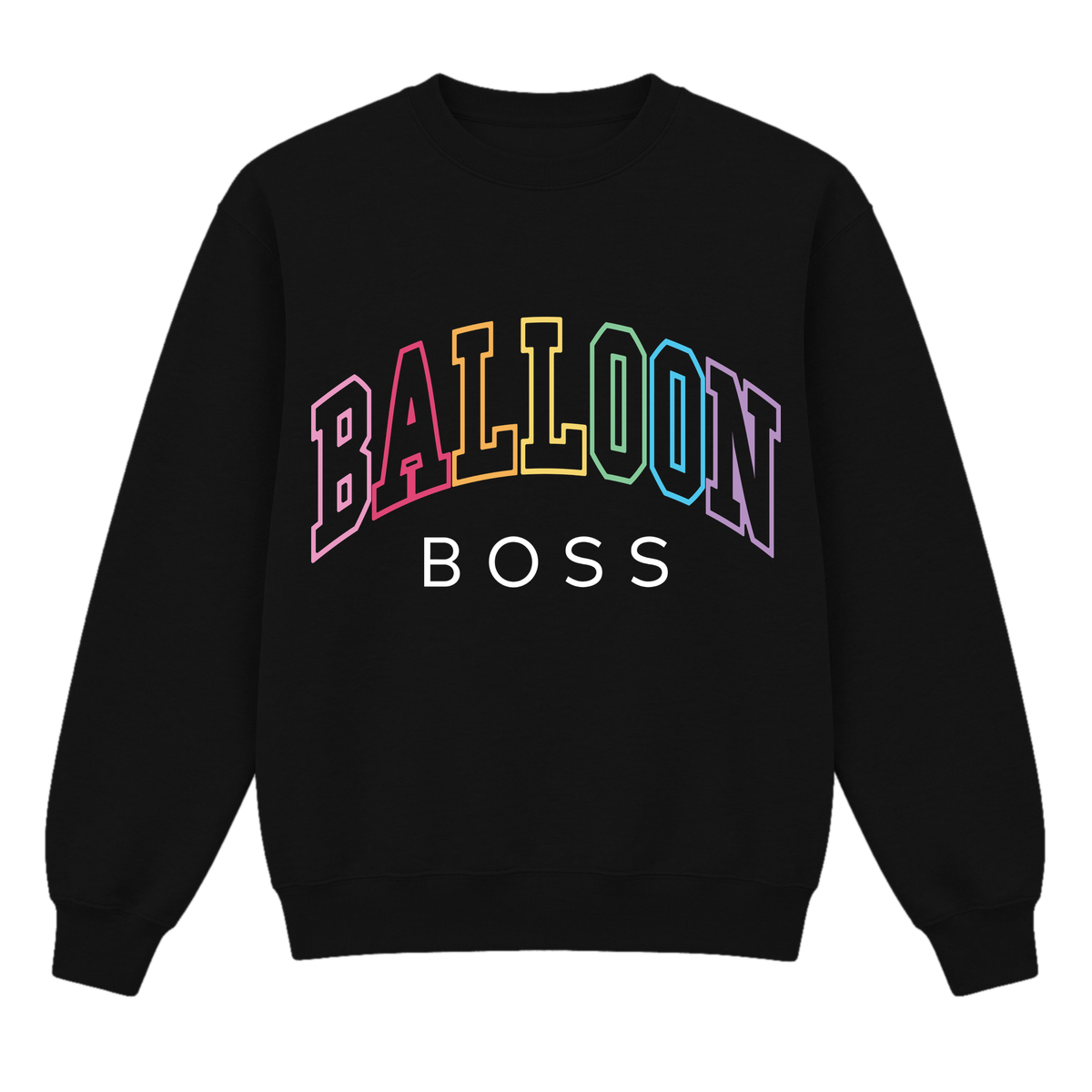 Balloon Boss College Font Rainbow Embroidered Crewneck