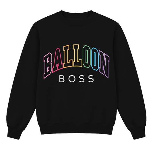 Balloon Boss College Font Rainbow Embroidered Crewneck