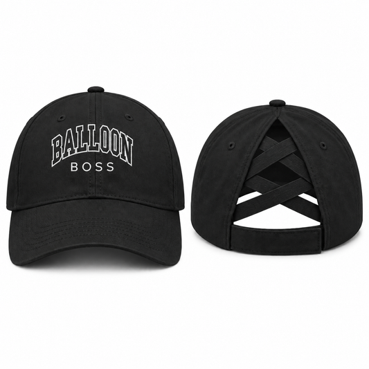 Balloon Boss College Font Outline Ponytail Cap