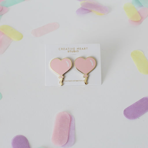 light pink heart balloon earrings