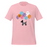 Pink Halloween t-shirt featuring a cute skeleton balloon dog with colorful Halloween balloons, including a jack-o'-lantern and ghost. Perfect for spooky season outfits or festive balloon dog lovers.