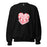 Black sweater featuring a vintage-inspired heart cake design with cherries, white piping details, and the text "Balloon Artist" in the center.