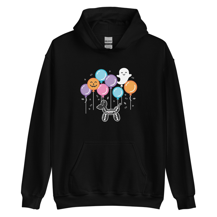 Halloween 2024 Hoodie – Skeleton Balloon Dog Design (Available in Black or Pink)