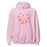 Light pink hoodie showcasing a vintage-inspired heart cake design with cherries, white piping details, and the text "Balloon Artist" in the center.