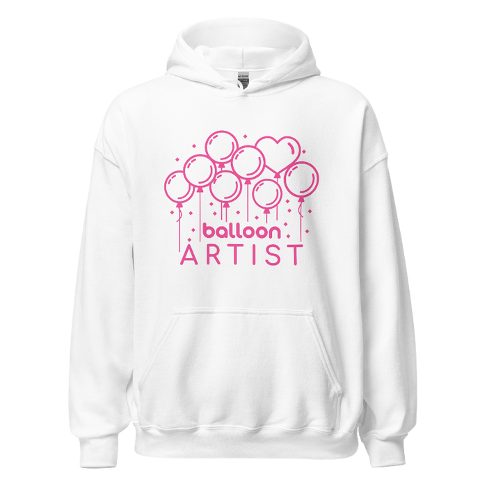 Balloon Artist "Lots of Balloons" White & Pink Hoodie