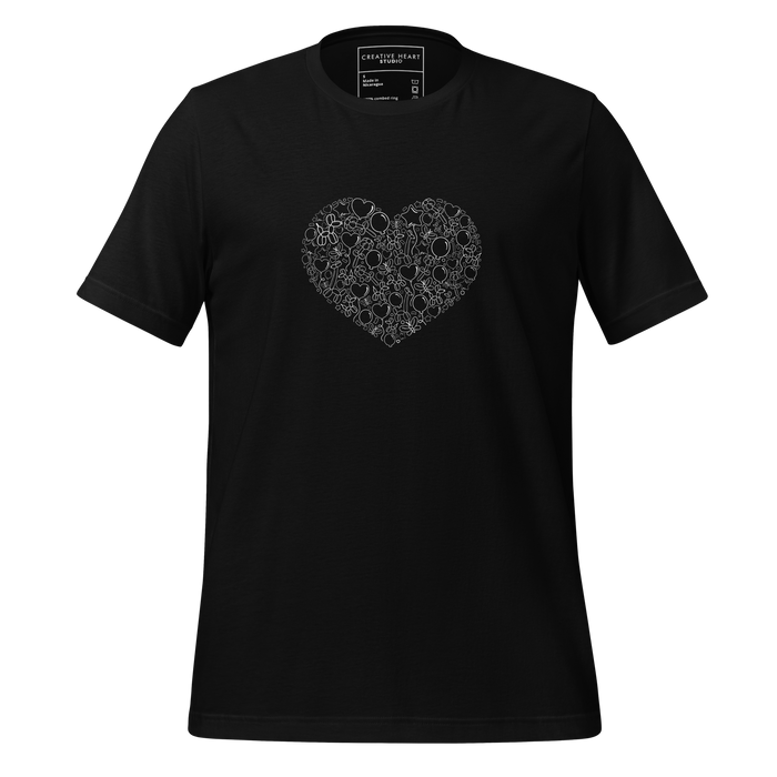 Balloon Confetti Heart (Black) Unisex t-shirt