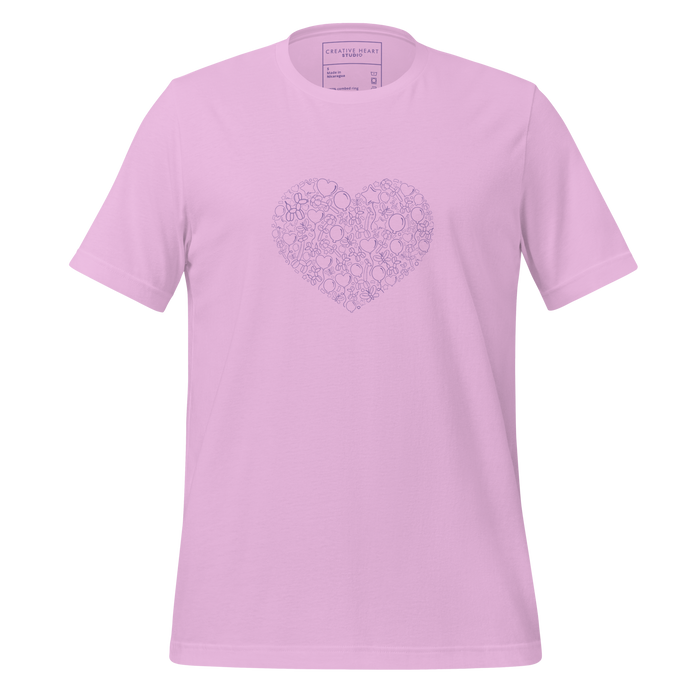 Balloon Confetti Heart (Lavender) Unisex t-shirt
