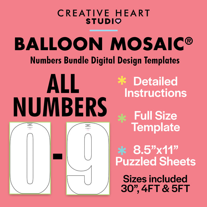 Balloon Mosaic All Numbers Bundle Digital Design Template