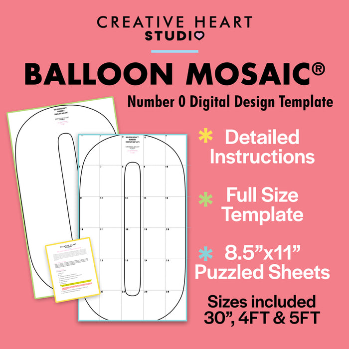 Balloon Mosaic Number 0 Digital Design Template