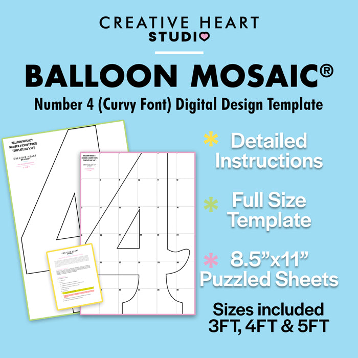 Balloon_Mosaic_Number 4 Curvy Font