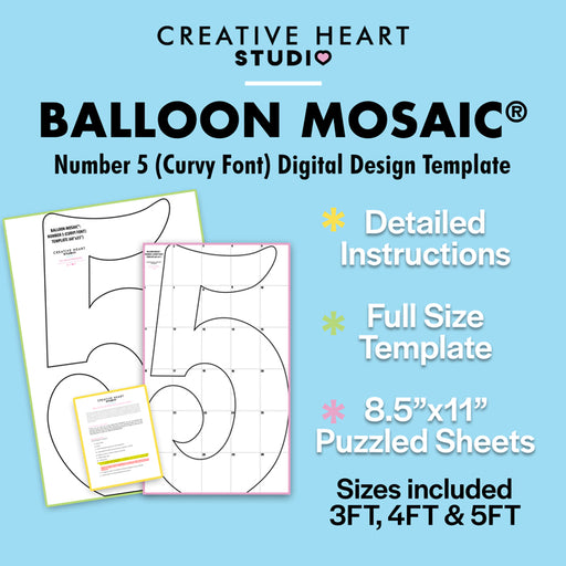 Balloon_Mosaic_Number 5 Curvy Font