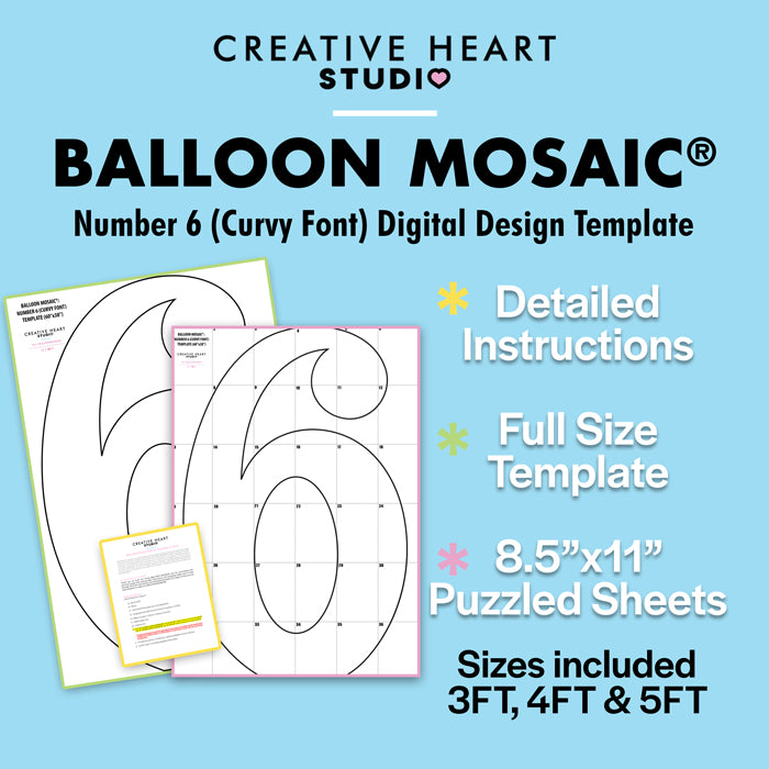 Balloon_Mosaic_Number 6 Curvy Font