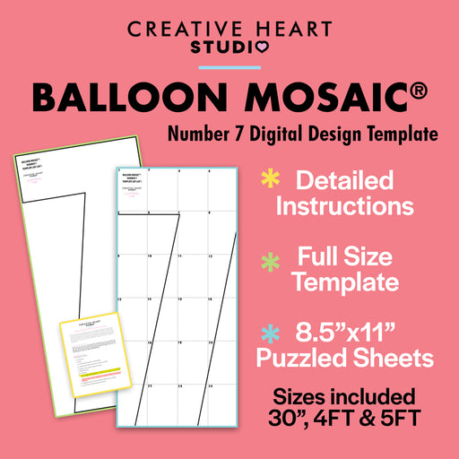 Balloon Mosaic Number 7 Digital Design Template