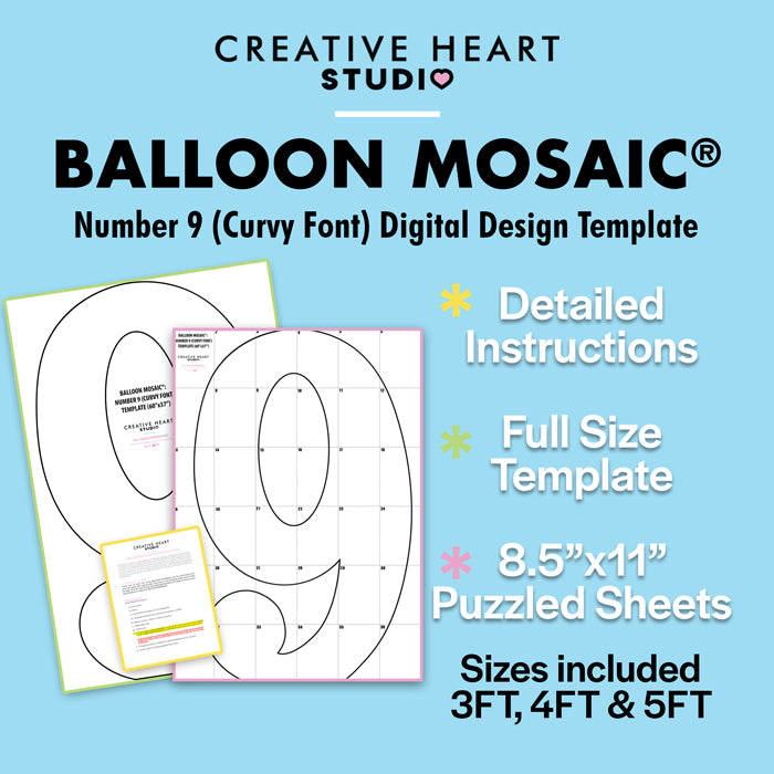 Balloon_Mosaic_Number 9 Curvy Font