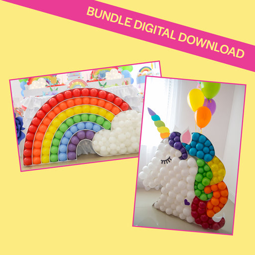Rainbow and Unicorn Bundle BALLOON MOSAIC™ digital design template