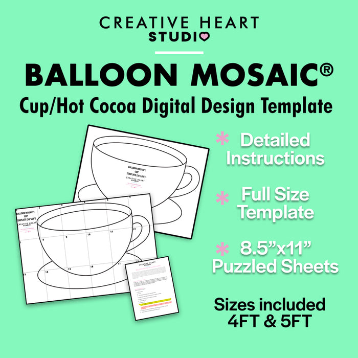 Cup BALLOON MOSAIC digital design template The Creative Heart Studio Cup BALLOON MOSAIC digital design template The Creative Heart Studio