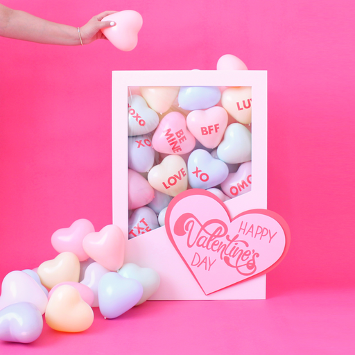 DIY Conversation Hearts Box with Balloon Hearts