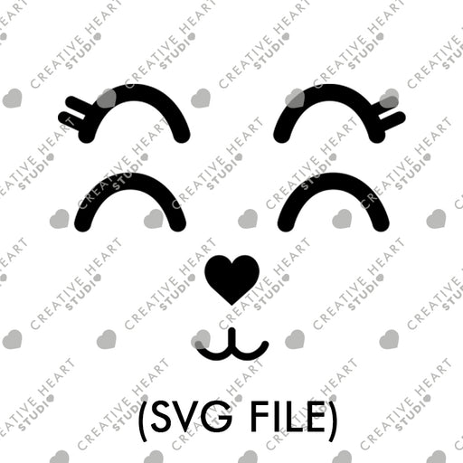 SVG Face (Eyelashes, Heart Nose, & Mouth) - Digital Download