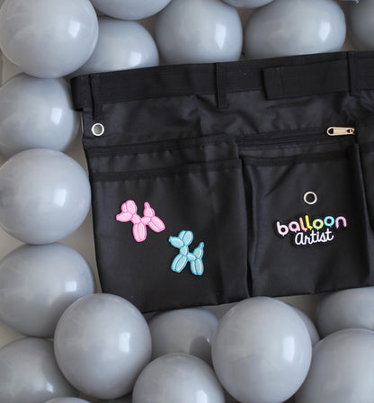 Maker Apron - Black Solid Colored with balloon dog and balloon artist patches