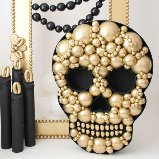 Regular Skull Balloon Mosaic with Gold Balloons