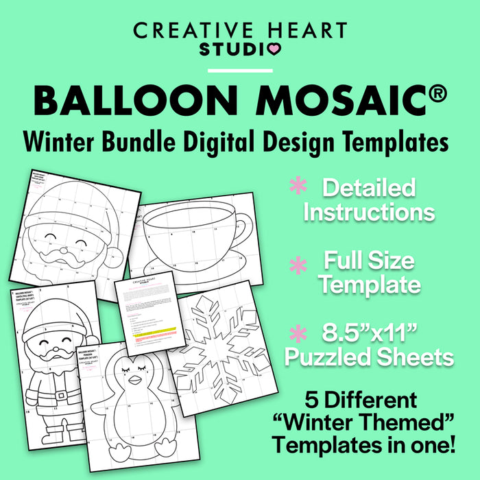 Winter Bundle BALLOON MOSAIC digital design template