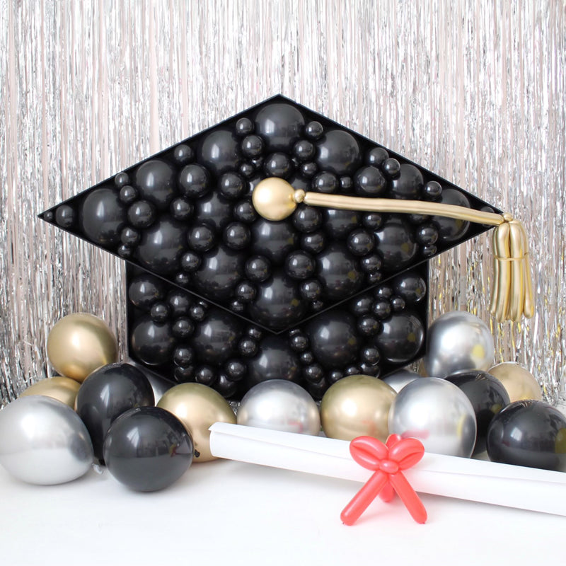 grad cap balloon mosaic with balloon diploma