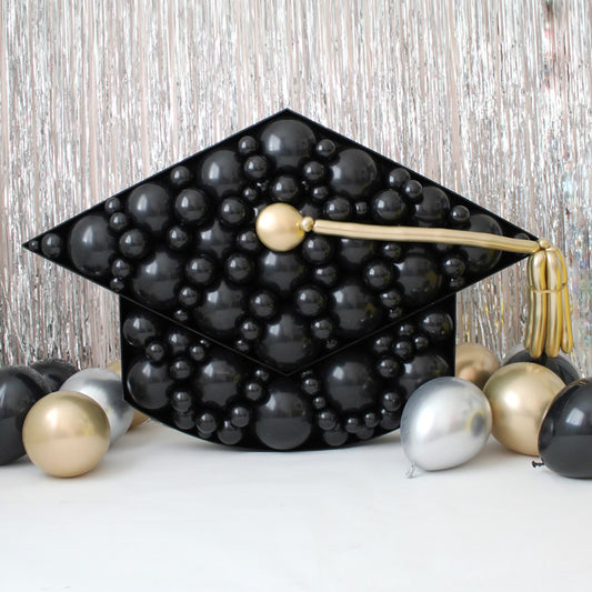 grad cap balloon mosaic with balloon diploma