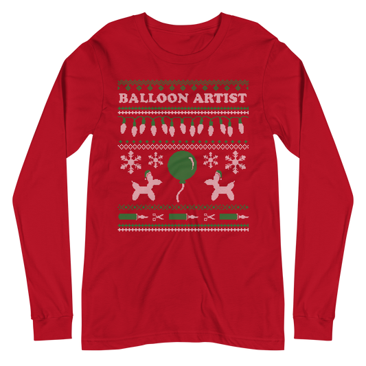 Balloon Artist Ugly Xmas Long Sleeve Tee (Red)