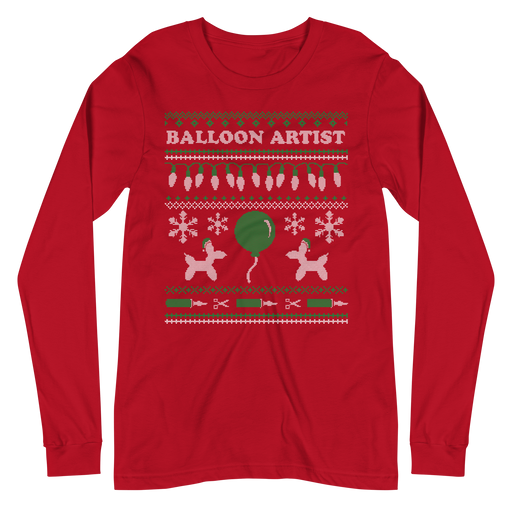 Balloon Artist Ugly Xmas Long Sleeve Tee (Red)